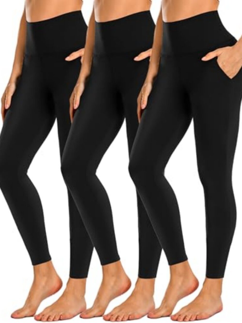 3 Pack High Waisted Tummy Control Leggings with Pockets for Women Yoga Pants